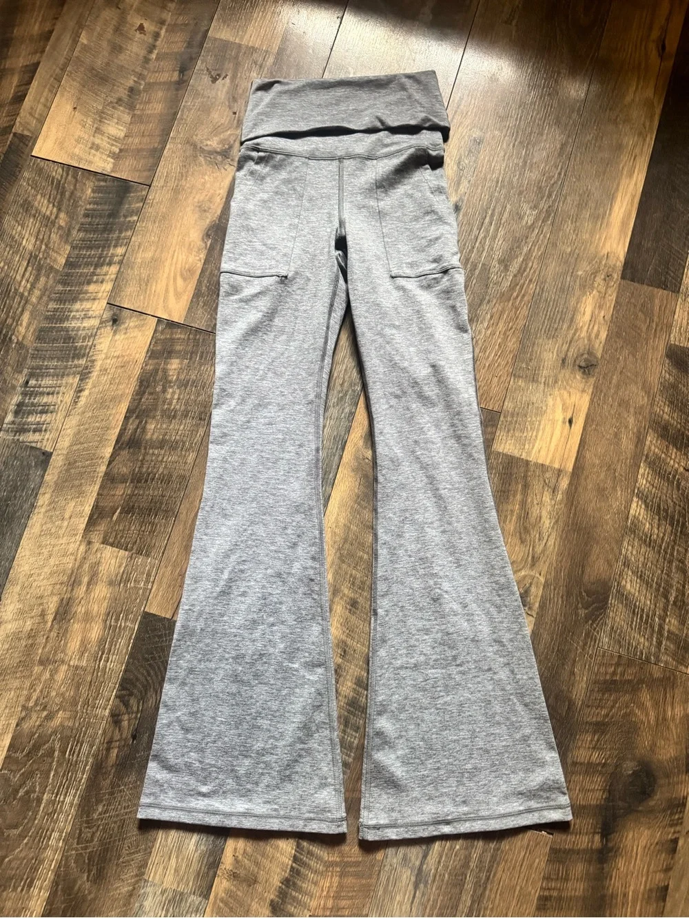 aerie Gray Flare Leggings with Fold-Over Waistband